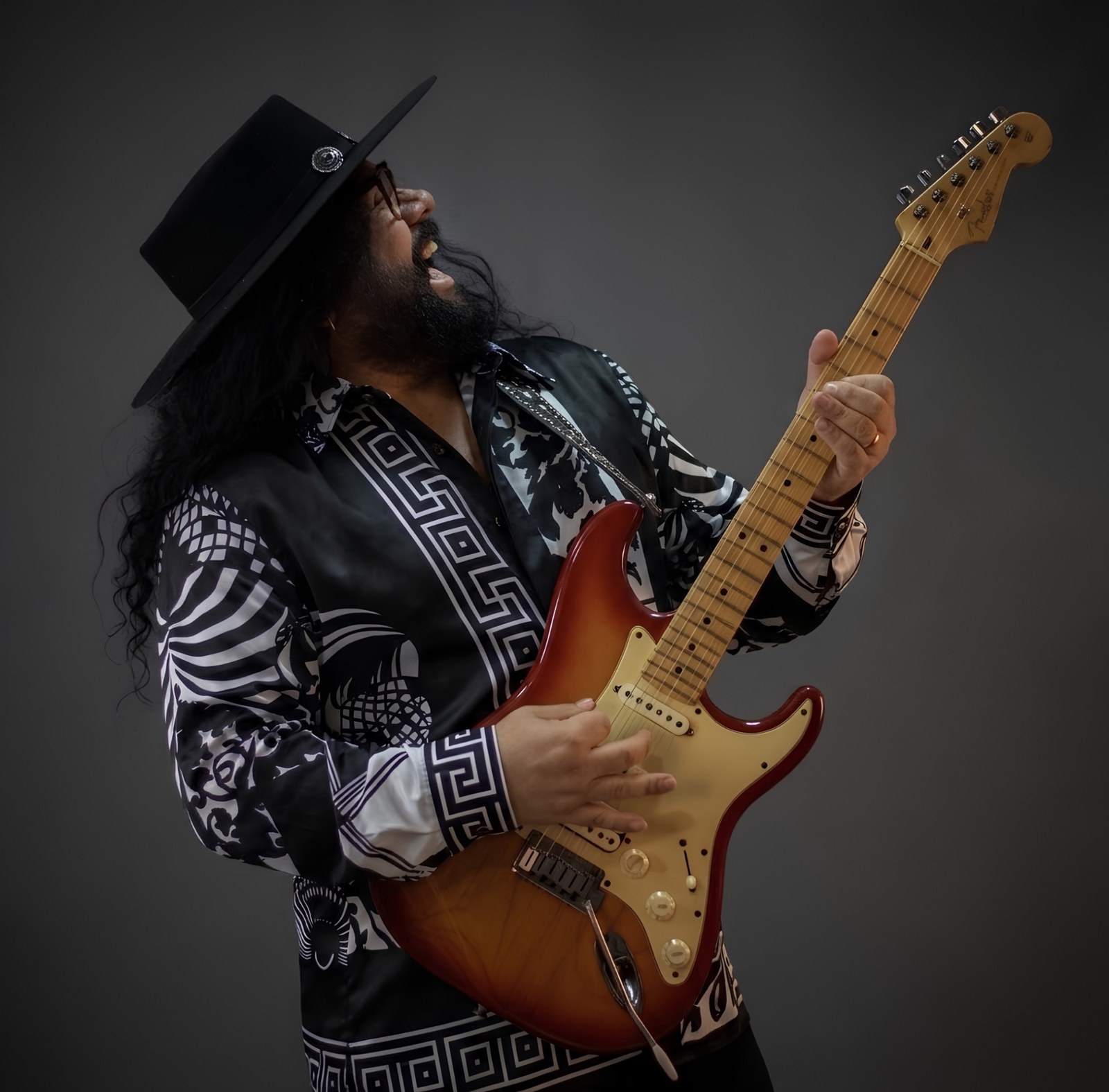 Antonio Vergara with an electric guitar